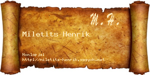 Miletits Henrik névjegykártya